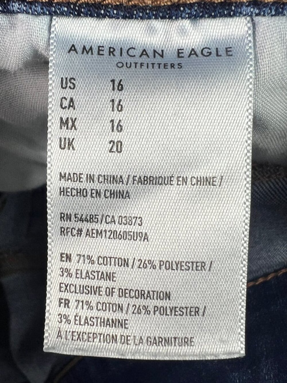 American Eagle Short Women 35* High Rise Shortie Blue Cut Offs Denim Jort Tag 16 - Picture 7 of 16